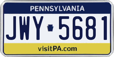 PA license plate JWY5681