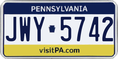PA license plate JWY5742