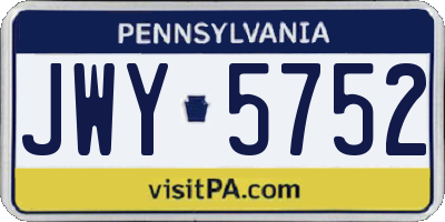 PA license plate JWY5752