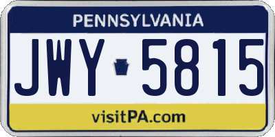 PA license plate JWY5815