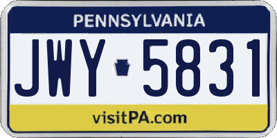 PA license plate JWY5831