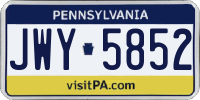 PA license plate JWY5852