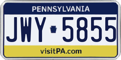 PA license plate JWY5855
