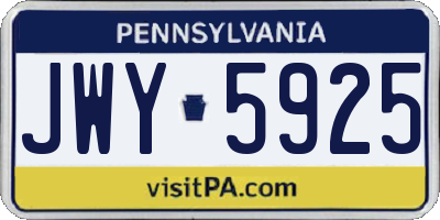 PA license plate JWY5925
