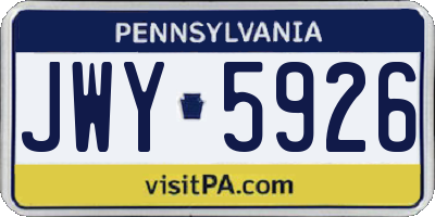 PA license plate JWY5926