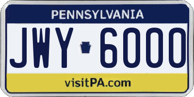 PA license plate JWY6000