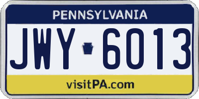 PA license plate JWY6013
