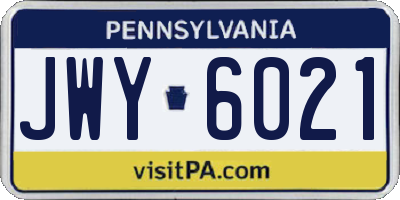 PA license plate JWY6021