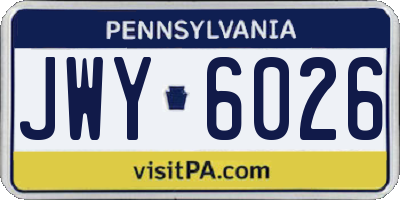 PA license plate JWY6026