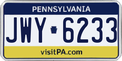 PA license plate JWY6233