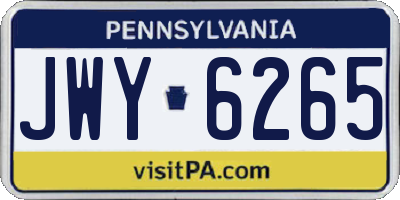 PA license plate JWY6265