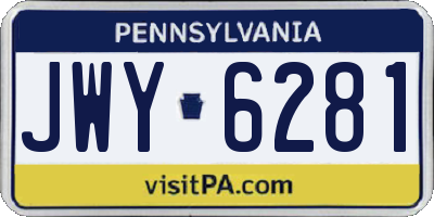 PA license plate JWY6281