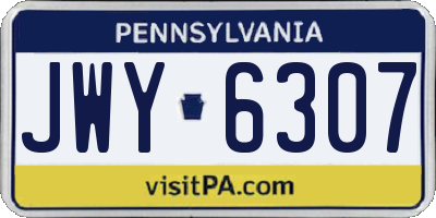 PA license plate JWY6307
