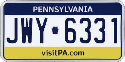PA license plate JWY6331