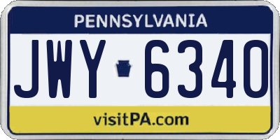 PA license plate JWY6340