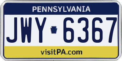 PA license plate JWY6367