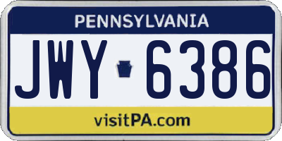 PA license plate JWY6386
