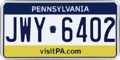 PA license plate JWY6402