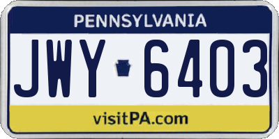 PA license plate JWY6403