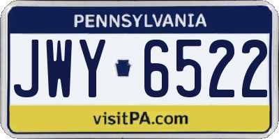 PA license plate JWY6522