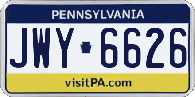 PA license plate JWY6626