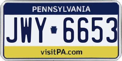 PA license plate JWY6653