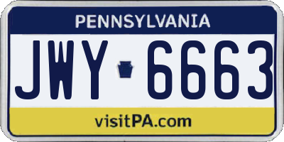 PA license plate JWY6663