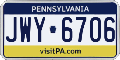PA license plate JWY6706