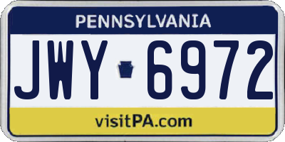 PA license plate JWY6972