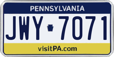 PA license plate JWY7071