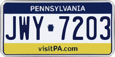 PA license plate JWY7203