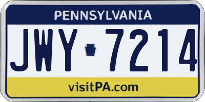 PA license plate JWY7214