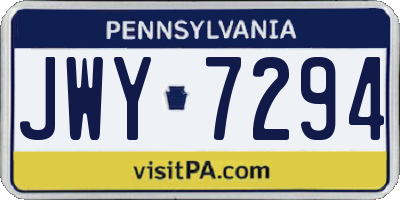 PA license plate JWY7294