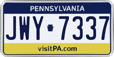 PA license plate JWY7337