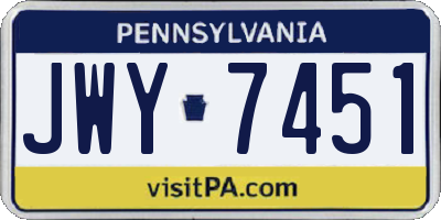 PA license plate JWY7451