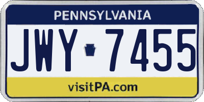 PA license plate JWY7455