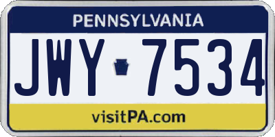 PA license plate JWY7534