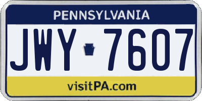 PA license plate JWY7607
