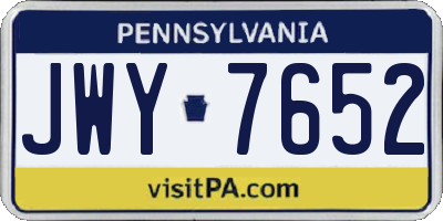 PA license plate JWY7652