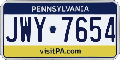PA license plate JWY7654