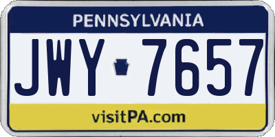 PA license plate JWY7657