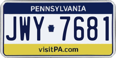 PA license plate JWY7681