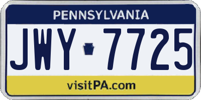 PA license plate JWY7725