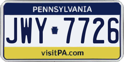 PA license plate JWY7726