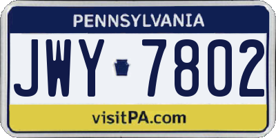 PA license plate JWY7802