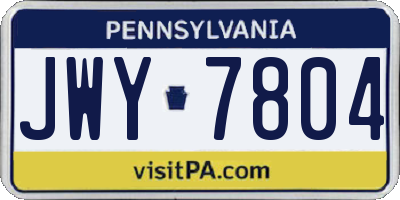 PA license plate JWY7804