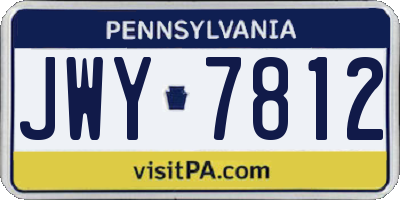 PA license plate JWY7812