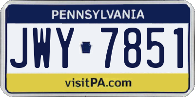 PA license plate JWY7851