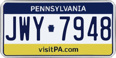 PA license plate JWY7948