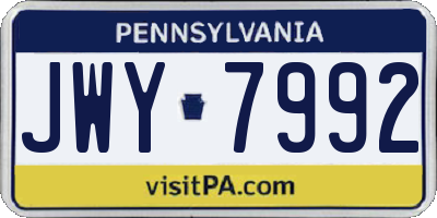 PA license plate JWY7992